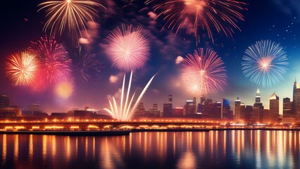 Fototapeta na wymiar cinematic new years fireworks wallpaper