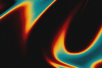 Grainy noise texture gradient background. Black, red, yellow and blue colors.