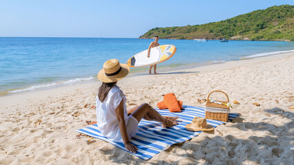 Koh Larn Island near Pattaya Thailand, the tropical beach of Koh Larn Thailand, a white beach with...