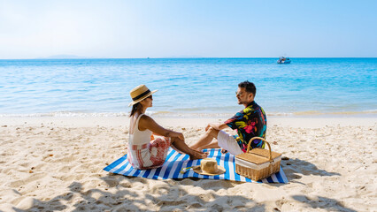 Koh Larn Island near Pattaya Thailand, the tropical beach of Koh Larn Thailand, a white beach with...