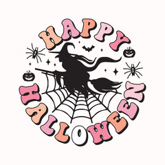 Retro Happy Halloween Sublimation Illustration for print