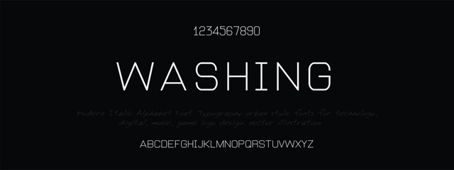 Washing Lines font regular uppercase and lowercase. Vector illustration.