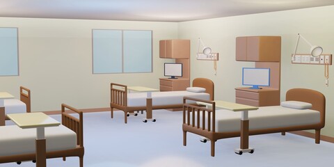 病院の大部屋、アイソメ