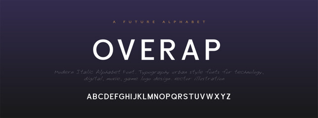 Overap Abstract Quality font alphabet. Minimal modern urban fonts for logo, brand etc. Typography typeface with small and capital alphabet and number. vector illustration