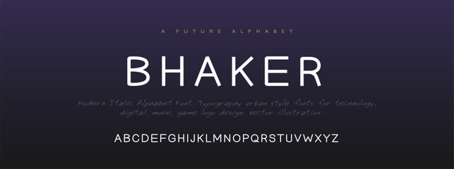Bhaker, abstract technology alphabet tech font. digital space typography vector illustration design