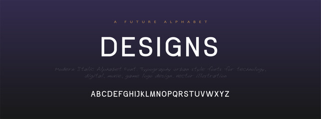 Designs Abstract Quality font alphabet. Minimal modern urban fonts for logo, brand etc. Typography typeface with small and capital alphabet and number. vector illustration