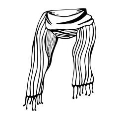 An item of winter clothing. scarf in doodle style on isolated background.Vector illustration.