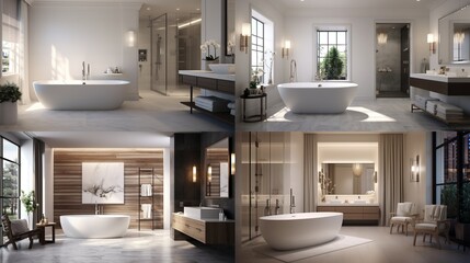 Spacious bathroom with a freestanding tub and contemporary fixtures