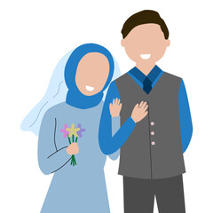 Muslim wedding couple illustration