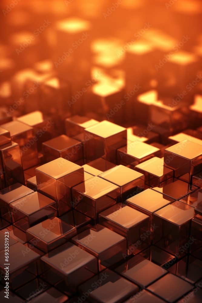 Poster A stack of shiny cubes. Perfect for modern designs and abstract concepts