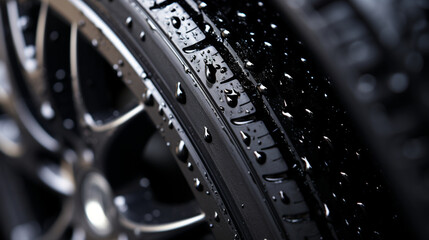 closeup of car tires in automobile store - obrazy, fototapety, plakaty