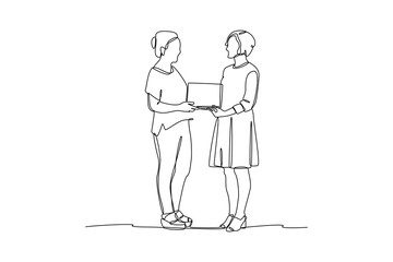 Gift box for best friend. Gift and donation minimalist concept, Vector simple illustration, simple line, continuous line.