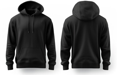 Blank black hoodie in front and back view, mockup, white background, Generative AI - obrazy, fototapety, plakaty