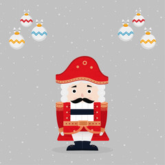 Beautiful greeting card with The Nutcracker, merry Christmas