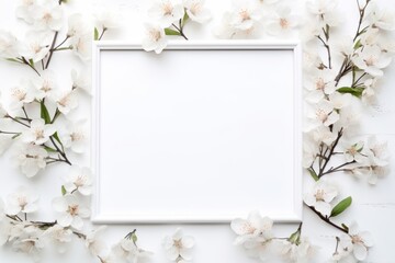 Creative watercolor outline made with flowers and white frame.