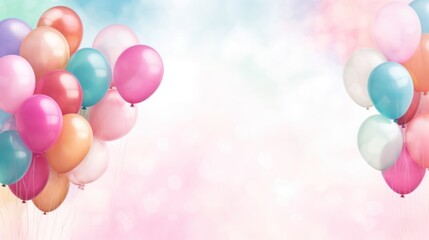 happy birthday Background with colorful balloons in watercolor style.