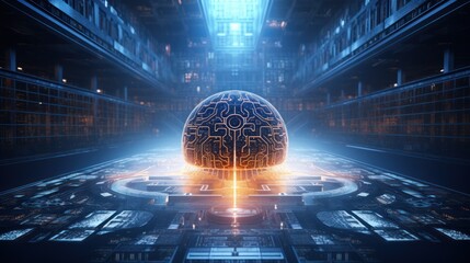 Inside artificial intelligence, digital brain, big data Illustration of the thought process future technology animation AI computer - obrazy, fototapety, plakaty