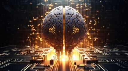 Inside artificial intelligence, digital brain, big data Illustration of the thought process future technology animation AI computer