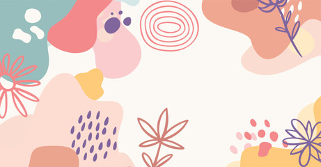 Modern trendy hand drawing various shapes and doodle objects abstract background.