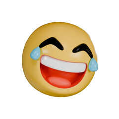 Laugh emoji 3d icon isolated on white background