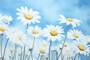 Fototapeta premium Watercolor daisies, wallpaper, simple design.