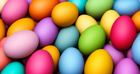 Pile of colorful easter eggs