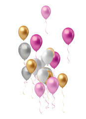 Realistic colorful balloons on transparent background. Vector illustration for your design