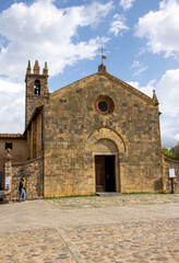 Fototapeta na wymiar Old Church of Holy Mary of the Assumption in Monteriggioni village in Tuscany near Siena. Italy