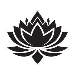 Lotus flower illustration. Black lotus isolated on white background. Contour vector illustration for packaging, corporate identity, labels, postcards, invitations.
