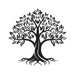 Vector black tree of live icon on white background. Black vector tree illustration. - obrazy, fototapety, plakaty