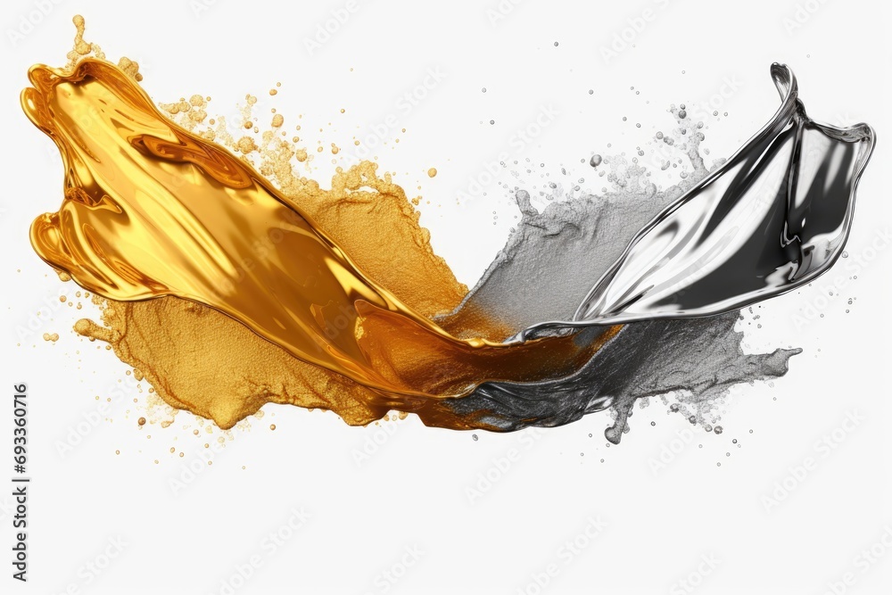 Poster A dynamic image capturing a splash of liquid on a pristine white surface. Perfect for illustrating concepts of motion, energy, and creativity.