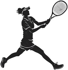 Tennis player black and white silhouette image generative ai