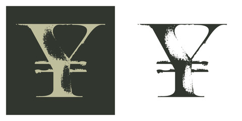 Yen serif logo with dry brush strokes. Classic style font. Grunge textured and rough edges elements. Perfect for fashion labels, vintage headlines, glamour luxury identity, wedding invitations.