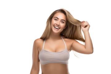 body positivity, confident, curvy and happy woman in crop top