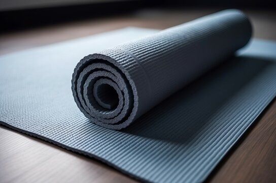 Yoga gym mat. Person sport fitness workout equipment. Generate Ai