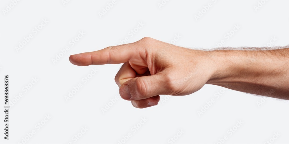 Aufkleber A man's hand pointing at something. Versatile image that can be used for various concepts and ideas