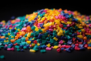 Fototapeta na wymiar Colorful Plastic Granules in Exquisite Detail