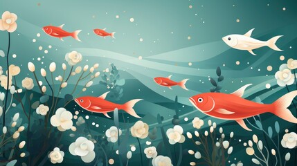 Vector Illustration Coral Color Fishes Same, Wallpaper Pictures, Background Hd