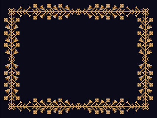 Art deco style frame with snowflakes. Winter vintage linear border with snowflake in line art style. Christmas frame design a template for invitations, leaflets and greeting cards. Vector illustration