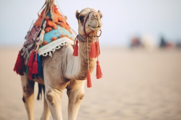 camel with traditional woven harness