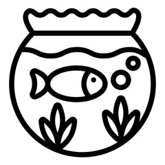 Fish Bowl Line Icon Design Vector