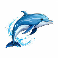 Hand drawn cartoon cute dolphin illustration picture
 - obrazy, fototapety, plakaty