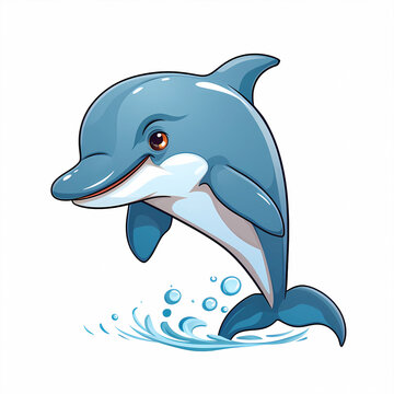 Hand drawn cartoon cute dolphin illustration picture
