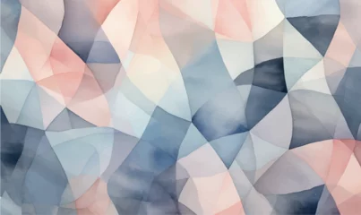 Fotobehang Vector abstract geometric watercolor pattern background slate blue, blush pink, and charcoal gray colors © Irina