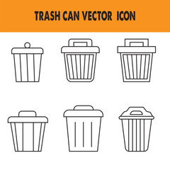 Trash bin with its lid icon set. Open trash bin vector sign. eps 10 