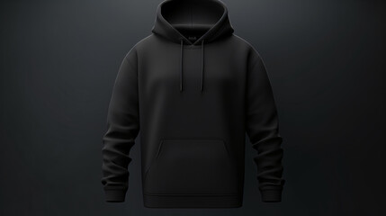 Black hoodie with copy space on black background