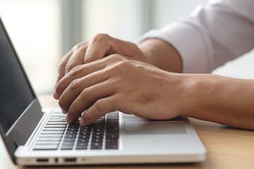 Person typing on a laptop, suitable for business and technology concepts