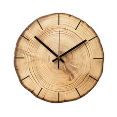 wooden wall clock isolated on transparent background Remove png, Clipping Path, pen tool - obrazy, fototapety, plakaty