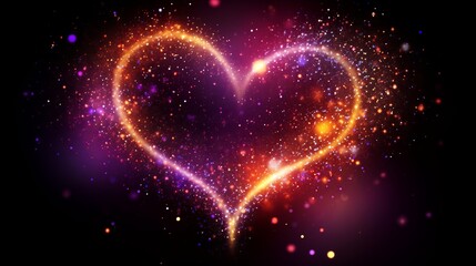 Red Purple Yellow Shine Glitter Sparkle Dust Heart Shape Lines