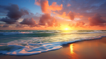 Fototapeta na wymiar Mesmerizing beauty of a calm sunset on the beach